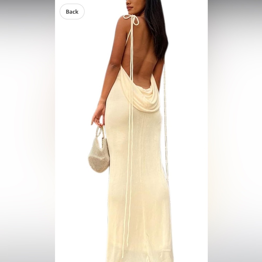 Elegant Cream Backless Dress